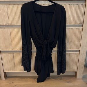 Elegant Black Lace-Trimmed Women's Sleepwear